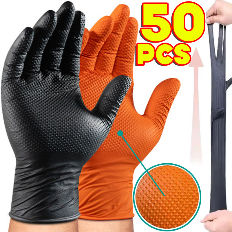Heavy Duty Orange Nitrile Glov - đánh giá và giá Nitrile Mechanic Glove
