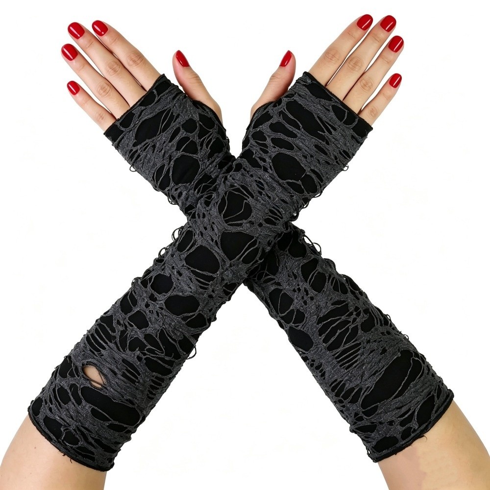 Long Punk Gloves Distressed St - đánh giá và giá Fingerless Glove Knit