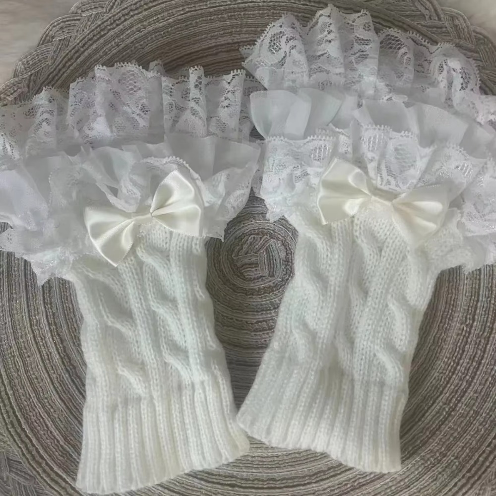1 pair Lace Ruffle Hand Sleeve - đánh giá và giá Fingerless Glove Knit