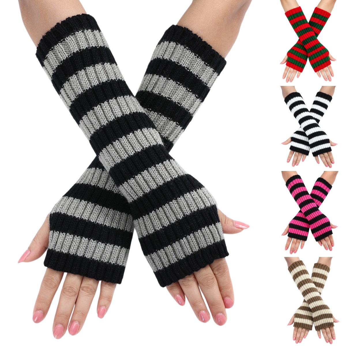 Y2K Striped Fingerless Arm War - đánh giá và giá Fingerless Glove Knit