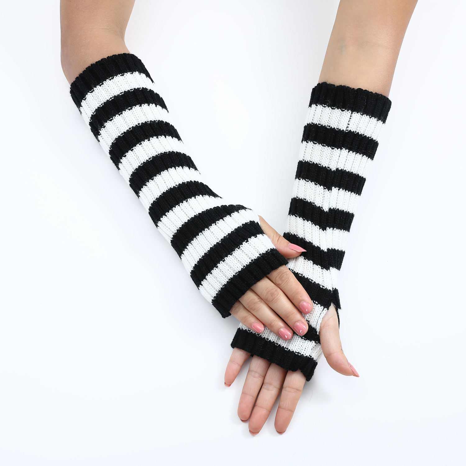 Y2K Striped Fingerless Arm War - đánh giá và giá Fingerless Glove Knit