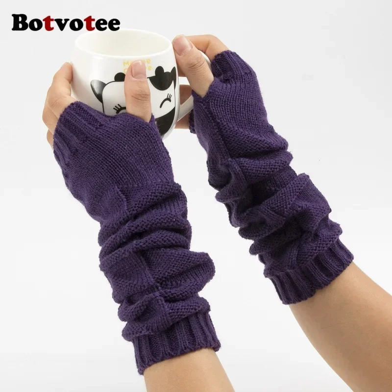 Botvotee Y2k Chunky Knit Arm W - đánh giá và giá Fingerless Glove Knit